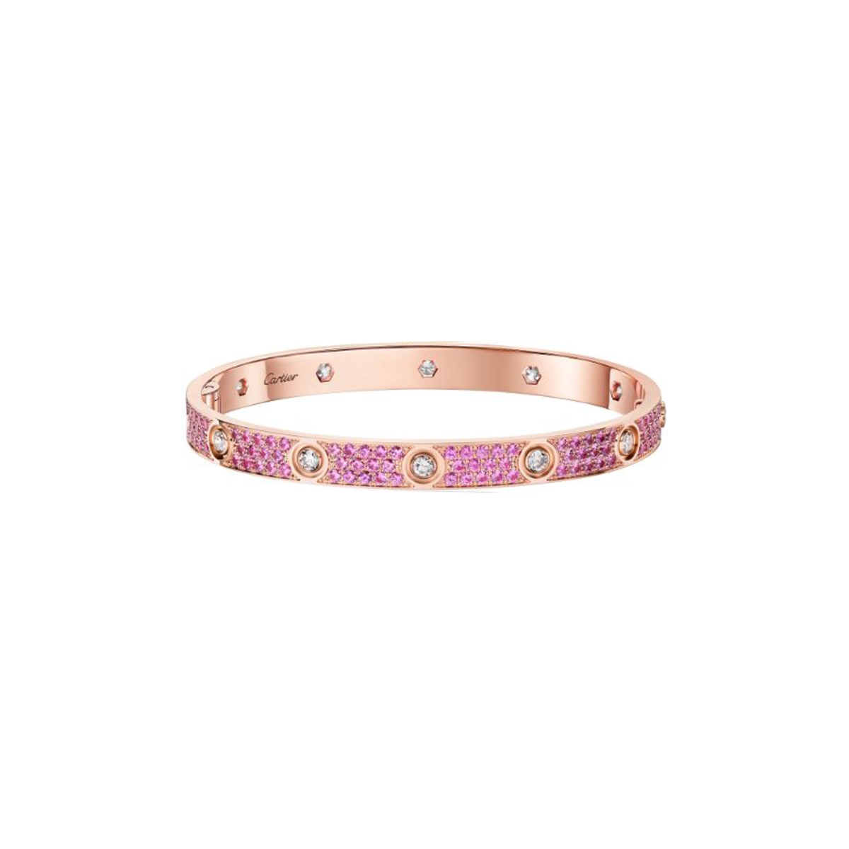 lovebracelet-pink-cartier دستبند طلا سفید ۱۸ عیار لاو با کریستال سواروسکی
